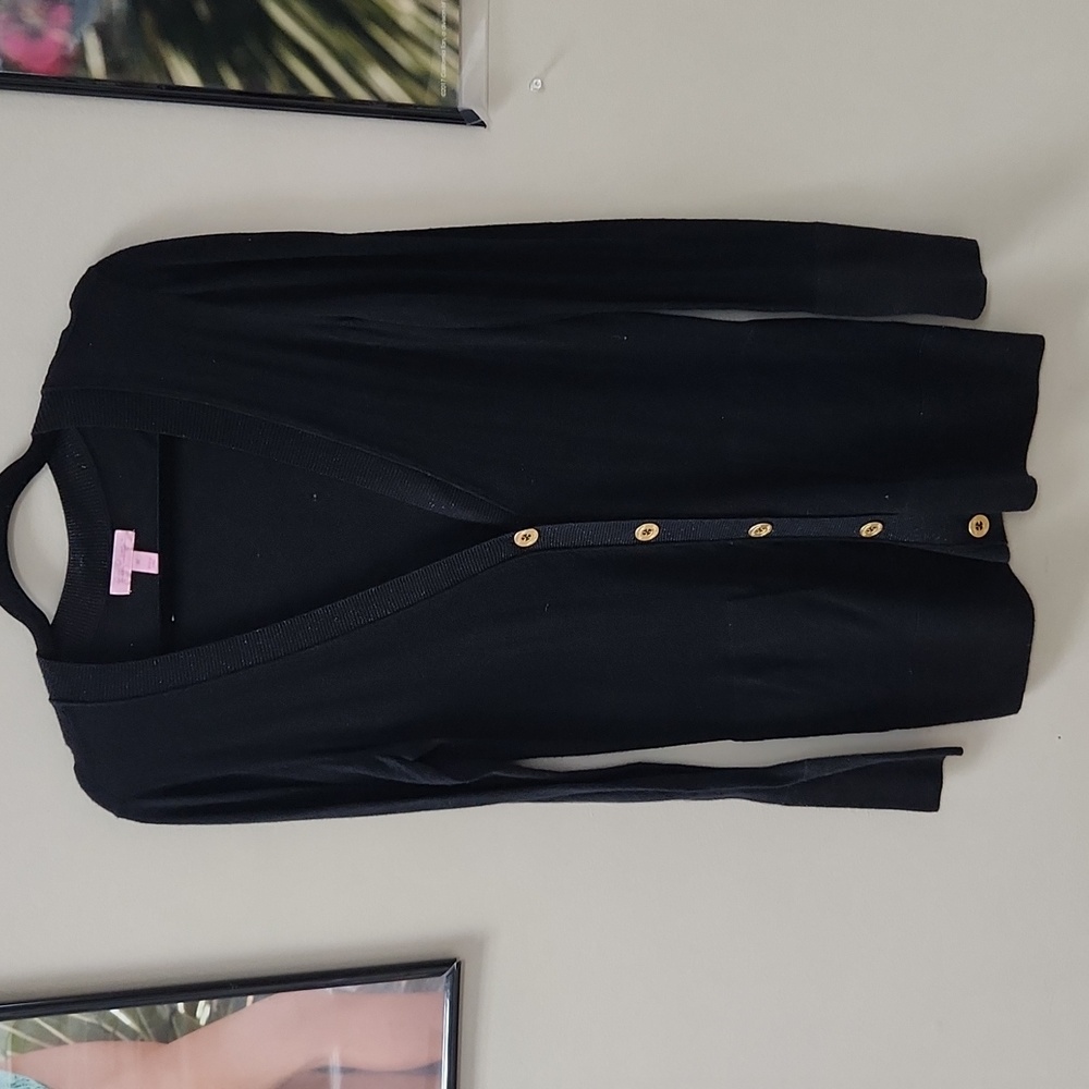 Lilly Pulitzer Women's Black Heidi V Neck Cardigan Size Medium